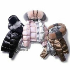 Femme Canard Doudoune Capuche Fourrure Parka Chaud Veste Brillant Ski Hiver