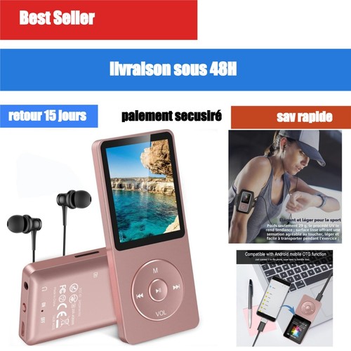Lecteur mp3 agptek rose - mp3,