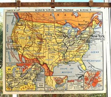ancien carte scolaire géographie Hatier 33 Etats Unis politique