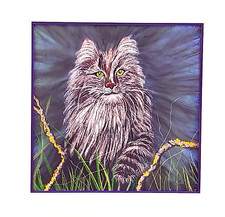 Peinture Pastel Animalière " Chat Sibérien " signée Madeleine CB