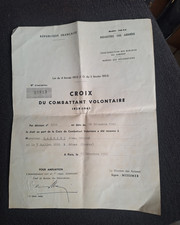 Brevet Croix du Combattant