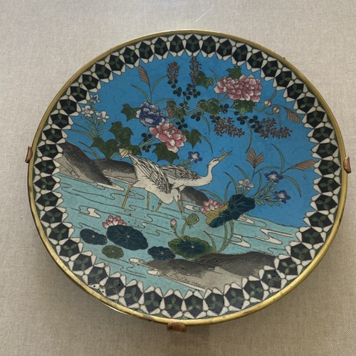 Plat emaux cloisonnés décor