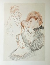 Paul-César HELLEU : Amour : Calins et caresses maternelles, GRAVURE, 1913