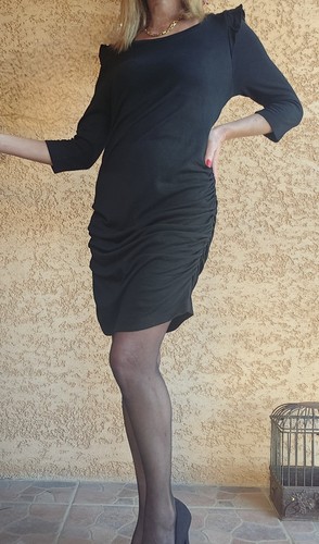 Robe fourreau noire drapée - robe,