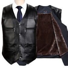 Noir Hommes Gilet Simili Cuir