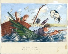 RARE GOUACHE ORIGINALE SIGNÉE