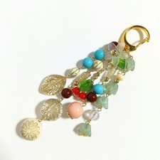 Breloque de sac cerises en perles transparentes style asiatique