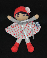 Peluche doudou poupée KALOO Créations Tendres et Douces rouge cœurs 25 cm NEUF