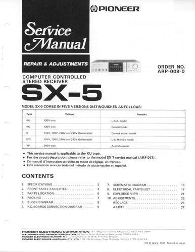 Service manuel instructions - manuel, d'instructions