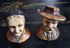 Salière & Poivrière Couple Paysans Céramique Vernissée Signée BRUNO Années 50/60