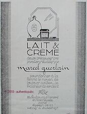 PUBLICITE GUERLAIN LAIT CREME DE BEAUTE FRAICHEUR DU TEINT DE 1926 FRENCH AD PUB
