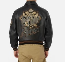 Veste en cuir Avirex noir