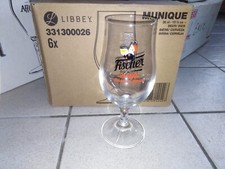 6 verres bière pêcheur Fischer De Noël pied 25cl Brassin Du Mannele 
