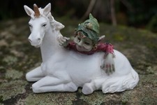 96163  C  1  FIGURINE TROLL ELFE  PIXIE AVEC LICORNE PIXIES FARFADET BRETAGNE 