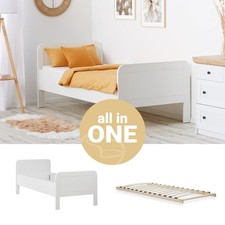 Lit confort 90x200 cm lit senior blanc avec sommier réglable hauteur Homestyle4u