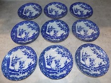 LOT 9 SOUCOUPES PETITES ASSIETTES EN PORCELAINE MADE IN JAPON DECOR BLEU FLEURS