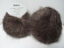 Lot de 5 pelotes de laine 33 % kid mohair/prune 69/ fabriqué en France