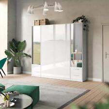 SMARTBett SET de lit SMART façade brillante lit armoire 140 + 2 ARMOIRES MIROIR