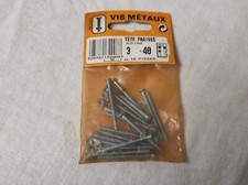 Lot de 18 Vis métaux tête fraisée fendue  3 x 40mm + écrous