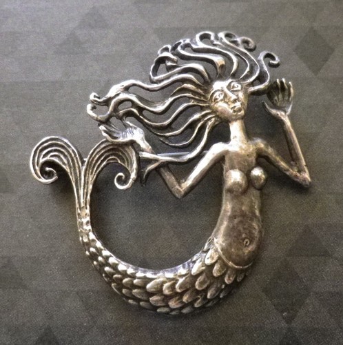 Broche sirène argent - broche, massif