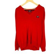 Pull homme PAUL & SHARK taille XL col V rouge pull en maille serrée...