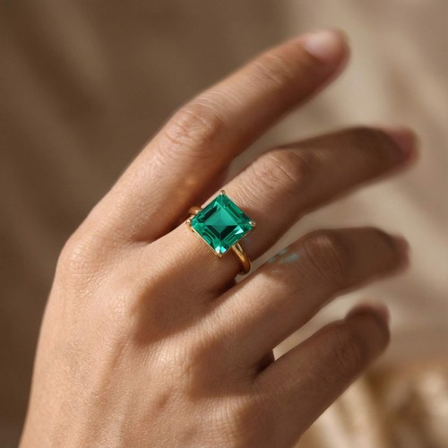 Bague émeraude carrée fait - bague,