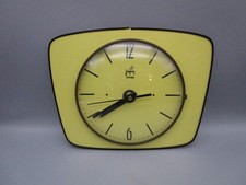 Pendule vintage formica jaune Japy