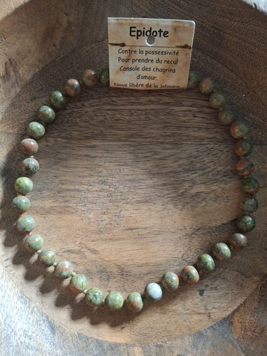Collier epidote pierre - -,