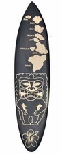 Tiki Déco Planche de Surf En Bois Dur 80cm Avec Hawaii Îles Plaque Maui Hawaii