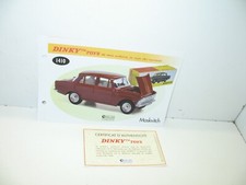 1 fiche + certif. DINKY TOYS