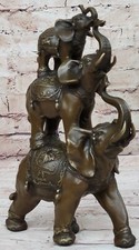 Western Pure Bronze Marbre Art Déco Sculpture Lucky Éléphant Figurine Statue