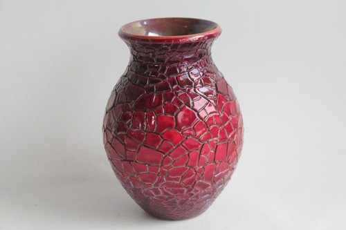 Vase craquelé rouge - , gabriella