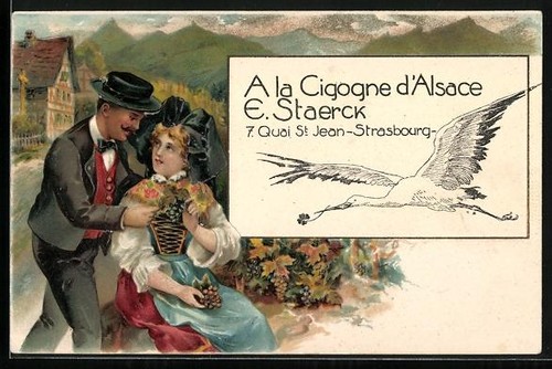 Cpa strasbourg cigogne - la,