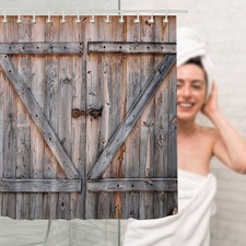  Rideau de douche imperméable rétro motif de porte en bois impression numérique