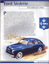 CAHIER AUTOMOBILE Nos Chères Voitures  FORD VEDETTE de 1950  10 pages