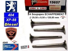 Soupapes échappement 29.5 mm INDENOR  XD88 404 diesel 1964 à 1965