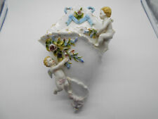 BOUQUETIÈRE FIGURINE ANGELOTS EN PORCELAINE ALLEMANDE MARQUE BLEUE A IDENTIFIER