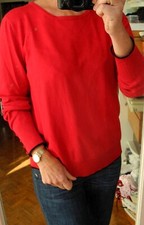 Pull BETTY BARCLAY rouge bords noirs 42/44