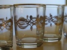 5 ANCIENS VERRES GOBELET A LIQUEUR CRISTAL GOLD ht 4,5 cm 19 EME style Baccarat