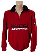 NAUTICA RED FLEECE JACKET Mens M Made in USA 90s Warm Polyester FINE CONDITION