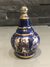 Joli petit flacon fiole à parfum bleu-doré décoré aux motifs grecs Grèce dieux