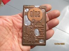 Ancien Motoculteur Moto-Houe Solo Cliché d'imprimeur pour Facture : Plomb Cuivre