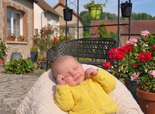 Gilet bébé jaune - à, points
