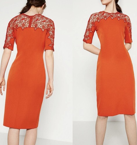 Robe zara dentelle rouge - 34,