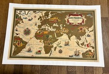 Affiche originale entoi1ée Planisphère AIR FRANCE NOVA ET VETERA L. BOUCHER