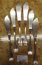 Lot 6 Couteaux Poisson ARGENTAL Metal Argenté Argenterie Poinçons 6VitB 29/10