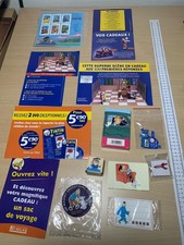 Lot goodies Tintin Milou Éditions Atlas pub magnet autocollants DVD pubs