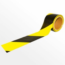 2 Rouleaux Â 100m/75mm Bande de Barrage Noir Jaune D'Avertissement Rubalise