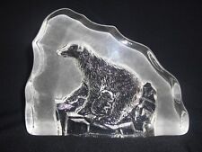 GRANDE & SUPERBE PRESSE PAPIERS EN VERRE PAPERWEIGHT  " OURS POLAIRE "