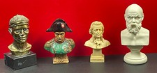 lot de 4 bustes Mozart, Socrate, Napoléon, Maure Corse en résine , laiton, compo
